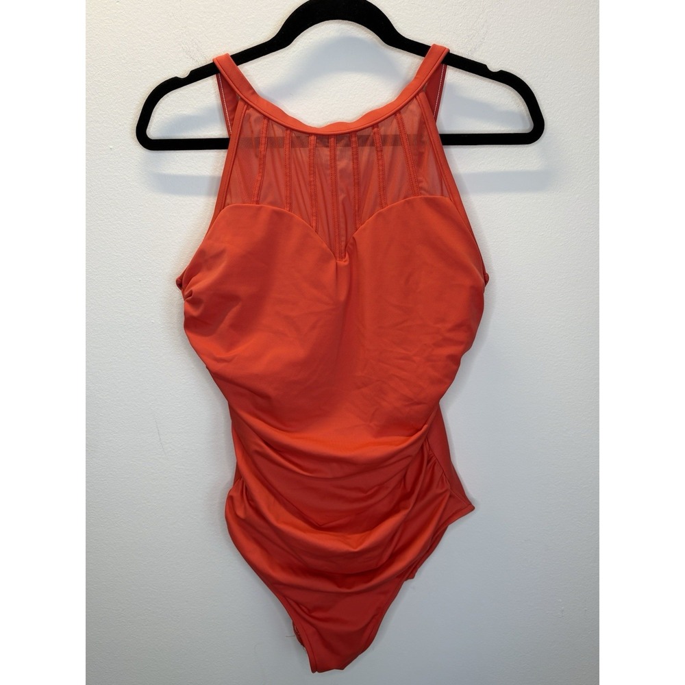 MagicSuit One Piece Swimsuit Sz 14 Coral Slimming Ruched Tummy Control